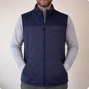 Under Armour UA Specialist Fleece Vest Men’s Large Black Gray Full Zip Pockets